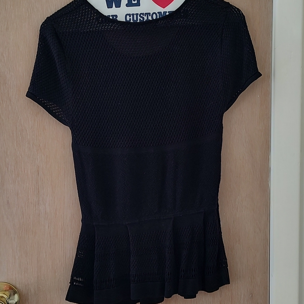 2/$10: BCBG Silk knit crochet "Emily" peplum top - Picture 5 of 13